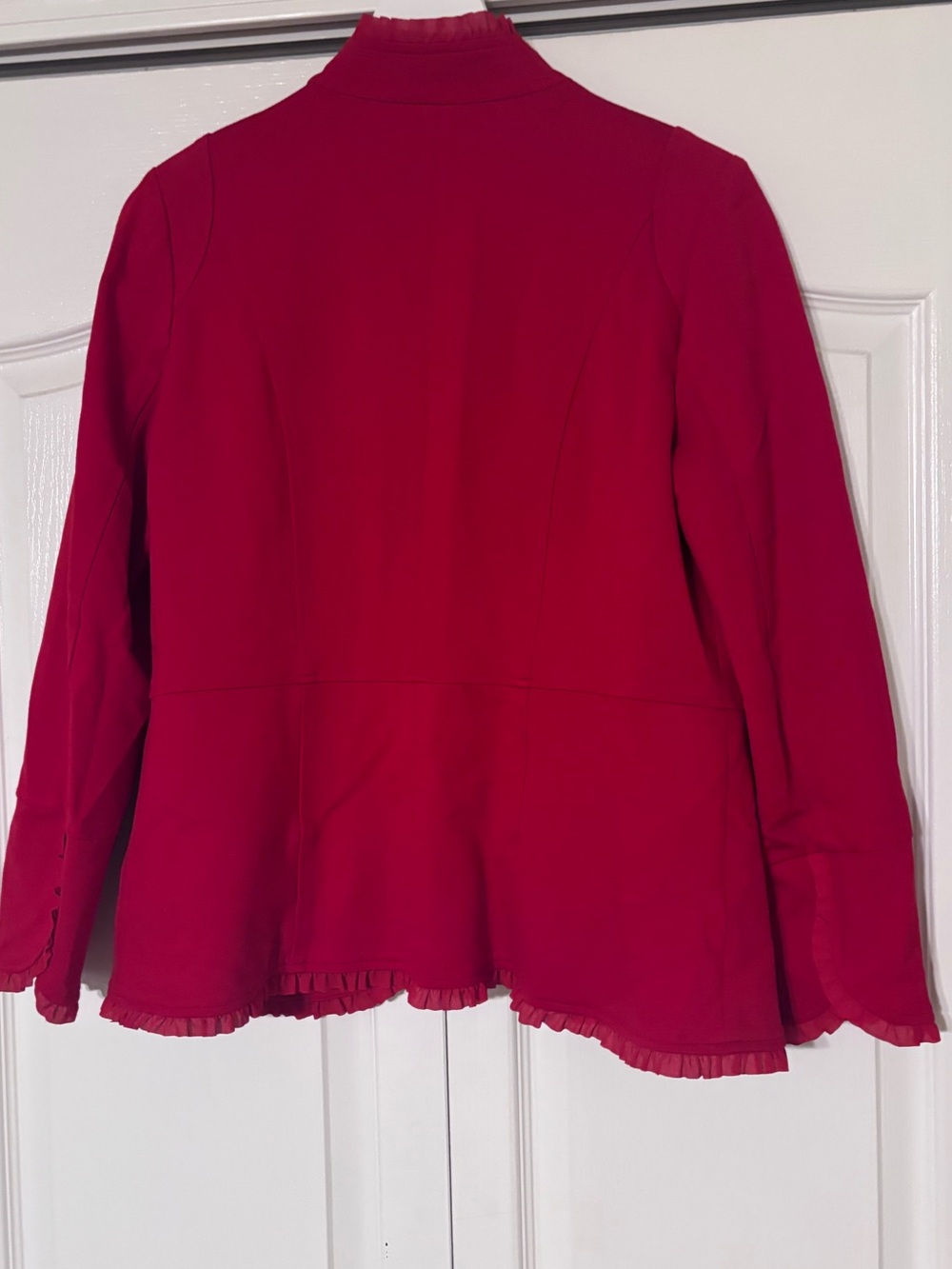 Chico's Red Ruffle-Trim Blazer - Picture 6 of 6
